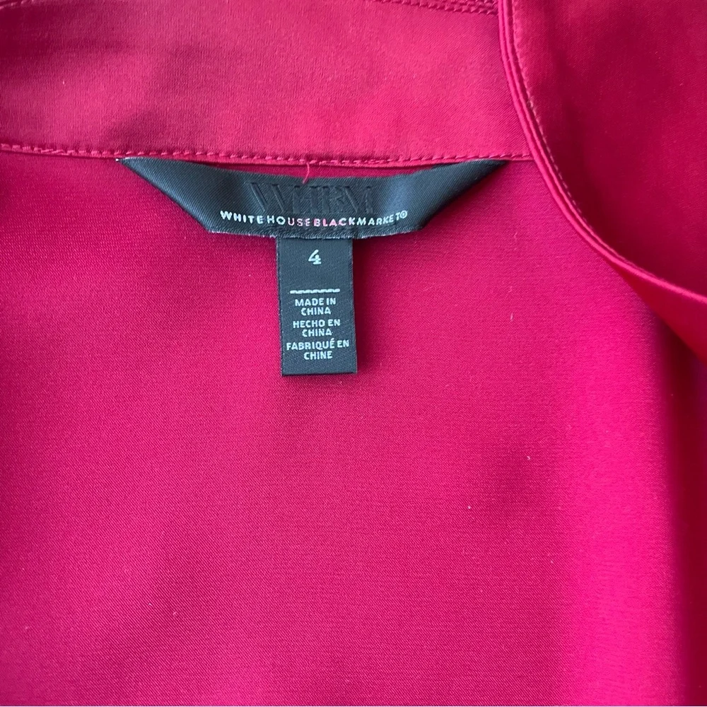 White House Black Market Satin Tie Waist Blouse Size 4 Red - Picture 3 of 8